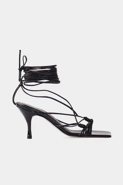 Andrea Wazen Mandaloun Patent Sandal In Black In White