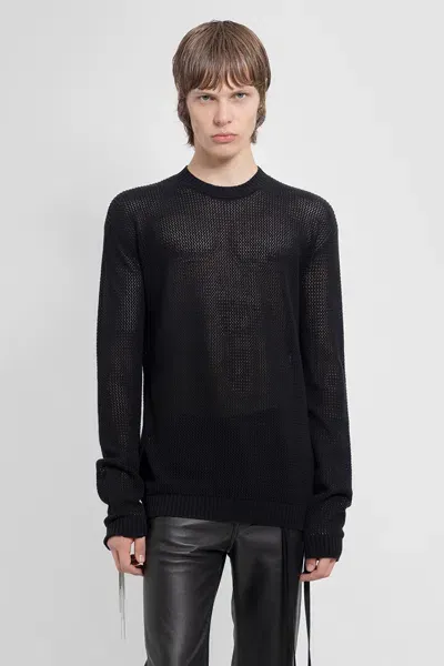 Ann Demeulemeester Manus Crochet Crewneck Sweater In Black