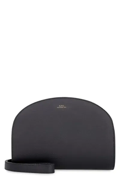 Apc A.p.c. Demi-lune Leather Crossbody Bag In Black