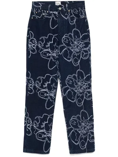 Arte Flower Stitch Jeans In Blue