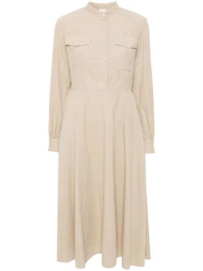 Aspesi Corduroy Midi Dress In Neutrals