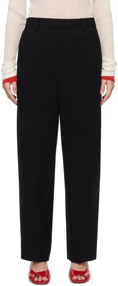 Auralee Black Tense Wool Double Cloth Trousers