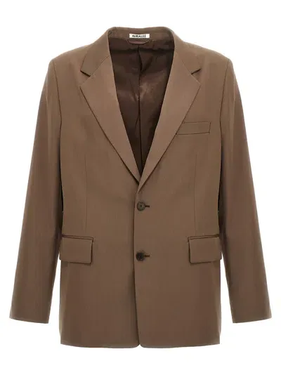 Auralee Light Wool Max Gabardine Jacket In Top Brown