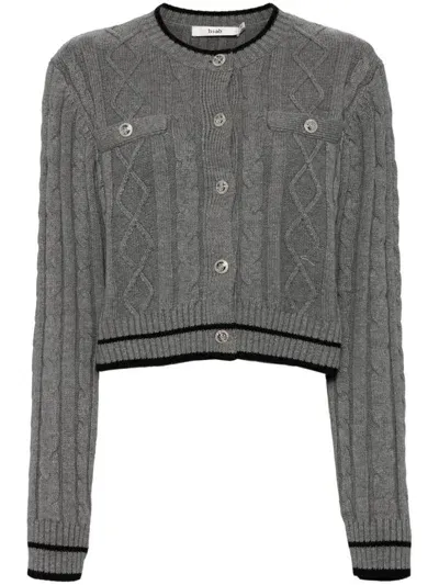 B+ab Cable-knitted Cotton-blend Cardigan In 灰色