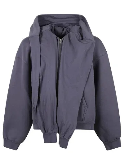 Balenciaga Incognito Cotton Blend Hoodie In Washed Blue/whi