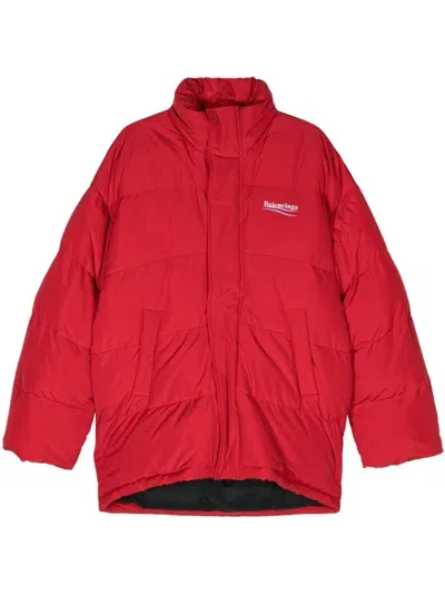 Balenciaga Political Campaign Puffer Jacket In Red