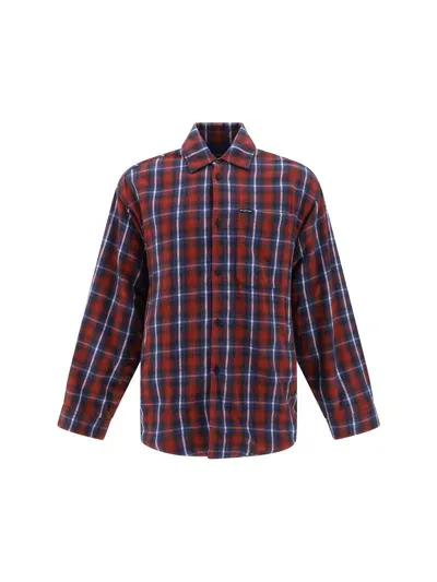 Balenciaga Shirt Jacket In Red/blue