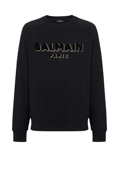 Balmain Crew-neck Sweatshirt In Nero