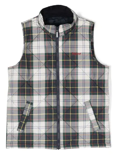 Barbour Kids' Plaid-pattern Padded Gilet In Blue