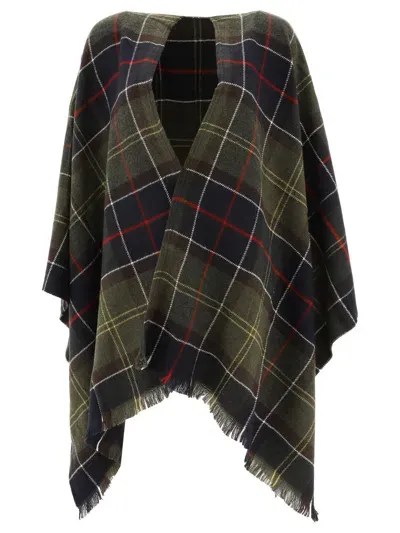 Barbour Acrylic Cape With Tartan Pattern In Multicolour