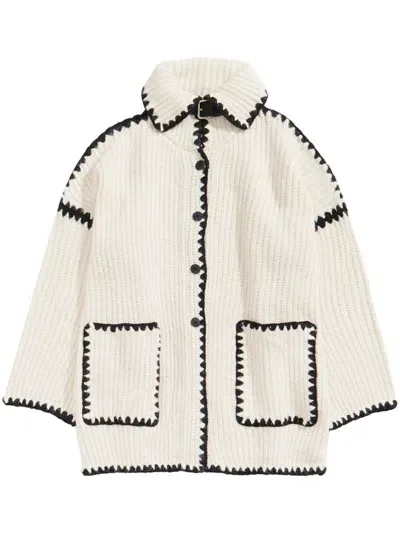 Bimba Y Lola Stitch-detailing Cardigan In White