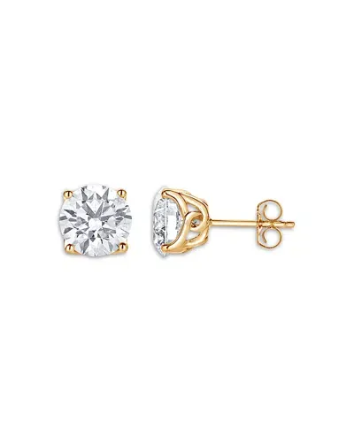 Bloomingdale's Fine Collection Lab Grown Diamond Tulip Setting Stud Earrings In 18k Yellow Gold, 5.0 Ct. T. W.