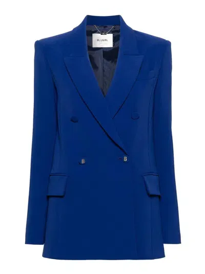 Blugirl Double-breasted Crepe Blazer In Blue