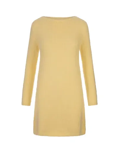 Blumarine Yellow Short Dress With Heart Cut-out And Crystals