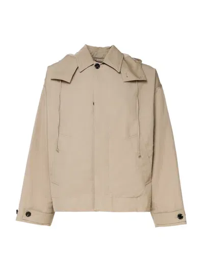 Bottega Veneta Packable Jacket In Two-tone Technical Cotton In Desert Taupe