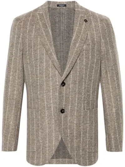 Breras Milano Striped Blazer In Brown