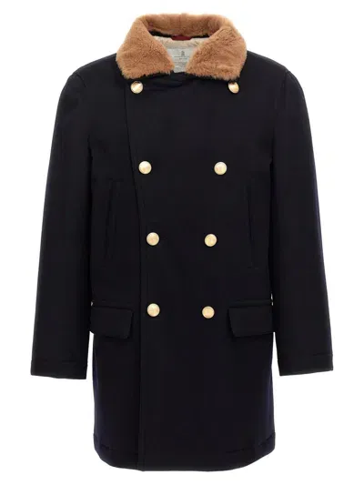 Brunello Cucinelli Cashmere Coat In Blue