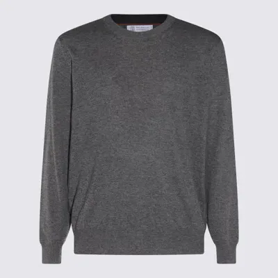 Brunello Cucinelli Dark Grey Wool Knitwear In Gray