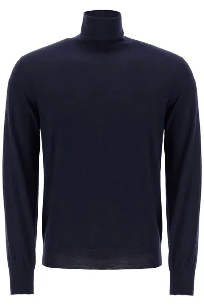 Brunello Cucinelli High Neck Pullover Sweater In Blue