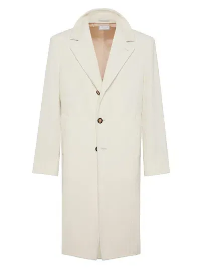 Brunello Cucinelli Long Ribbed Cashmere Coat In Panama