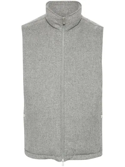 Brunello Cucinelli Light Grey Wool Down Vest