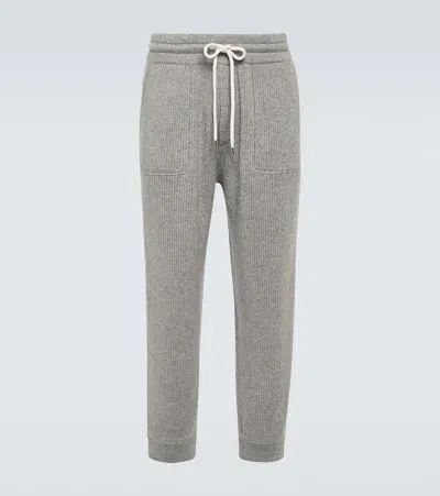 Brunello Cucinelli Ribbed-knit Cashmere Sweatpants In Grigio Perla