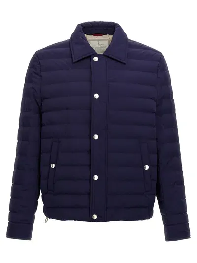 Brunello Cucinelli Shirt Down Jacket In Blau