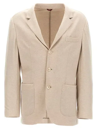 Brunello Cucinelli Single-breasted Cashmere Blazer In Beige