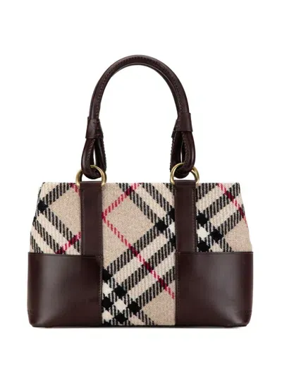 Pre-owned Burberry 21th Century Supernova Check Wool Handbag In Brown