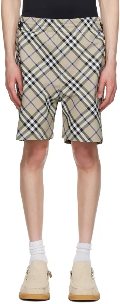 Burberry Beige Check Shorts In Lichen Ip Check