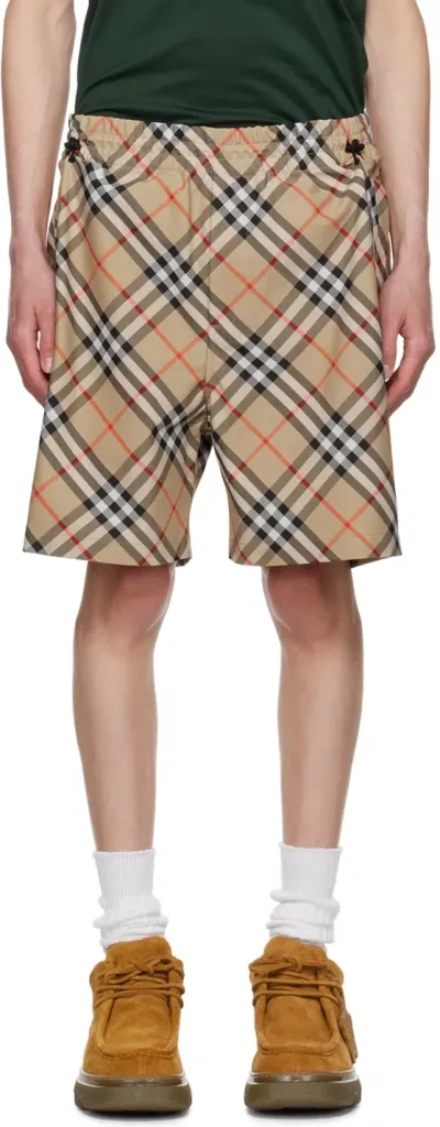 Burberry Relaxed Check Shorts In Cream