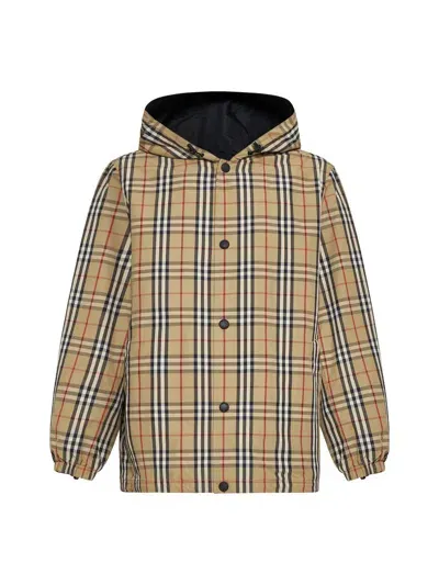 Burberry Check Nylon Reversible Jacket In Beige