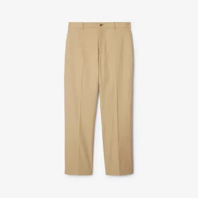 Burberry Cotton Trousers In Flax