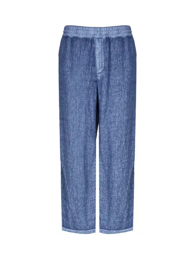 Burberry Denim-effect Linen Trousers In Light Wash