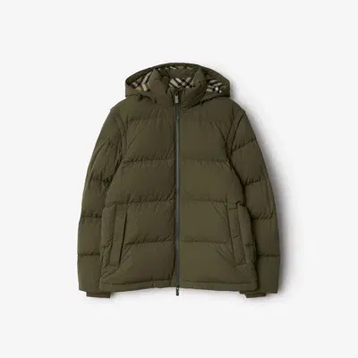 Burberry Detachable Sleeve Nylon Puffer Jacket In Loch/linden