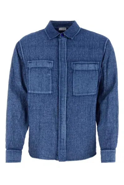 Burberry Long Sleeved Denim Shirt In Blue