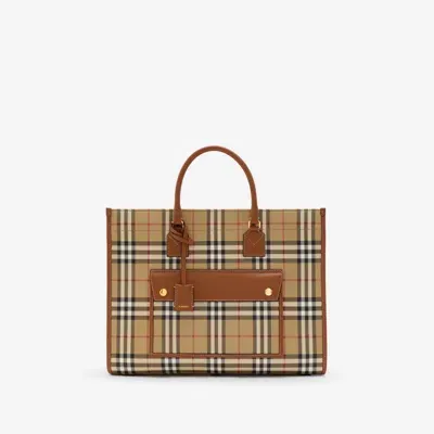 Burberry Medium Freya Tote In Archive Beige/briar Brown