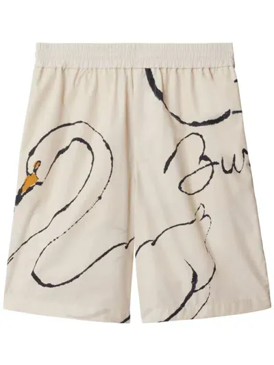 Burberry Swan Shorts In 白色