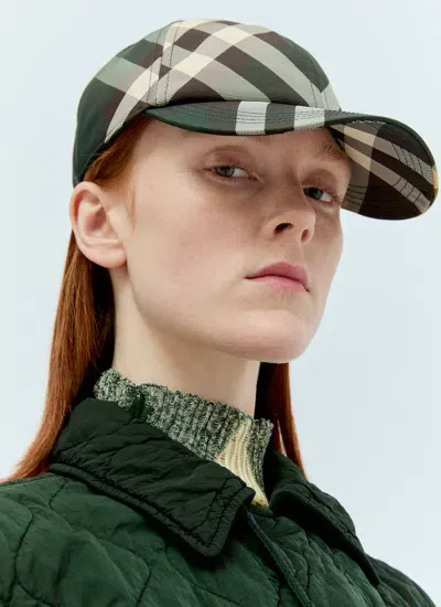 Burberry Women Check Baseball Cap In Green