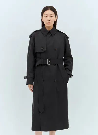 Burberry Women Long Wool Trench Coat In Gray