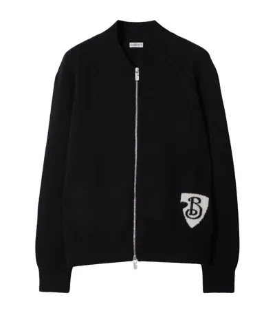 Burberry Wool-alpaca B Shield Bomber Jacket In Black