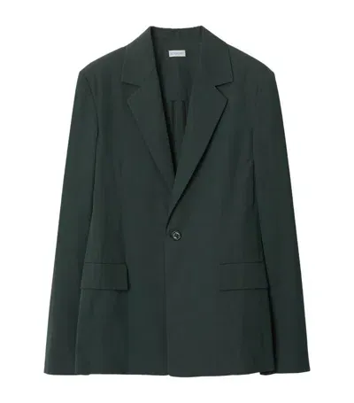 Burberry Single-breasted Wool Blazer In Green