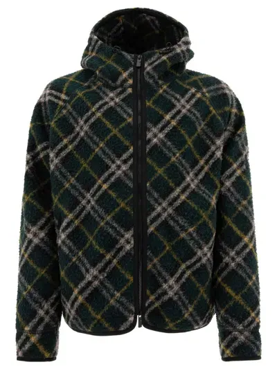 Burberry Wool Check Jacket In Green