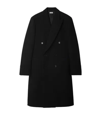 Burberry Double-breasted Wool Coat In Black