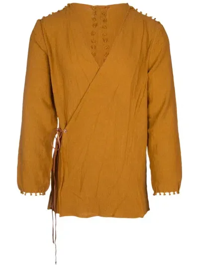 Caravana Decorative-stitch Shirt In Yellow