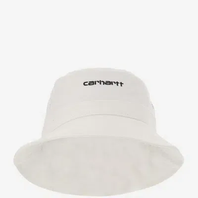 Carhartt Canvas Bucket Hat With Logo In White