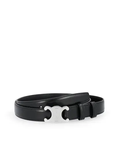 Celine Triomphe Buckle Belt In Black