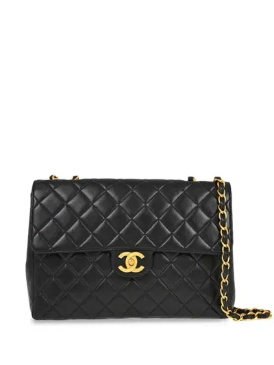 Pre-owned Chanel 1997 Jumbo Classic Flap Shoulder Bag In Black