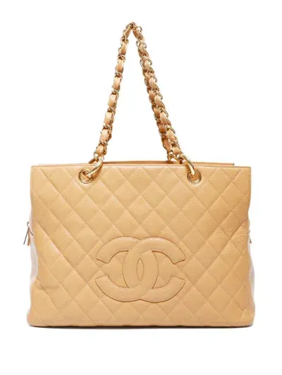 Pre-owned Chanel 2001-2002 Grand Shopping Tote Bag In Neutrals