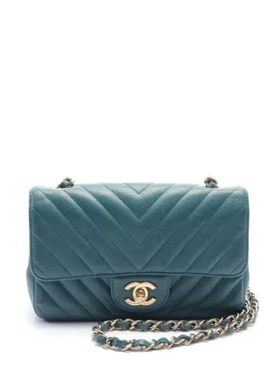 Pre-owned Chanel 2018-2019 Mini Classic Flap Shoulder Bag In 蓝色